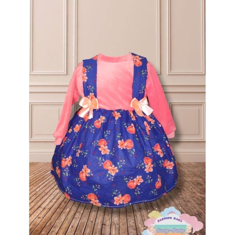 vestido manga longa estilo jardineira infantil