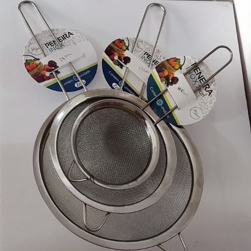 Kit 3 Peneiras Coador De Suco P M G Aço Inox Cozinha