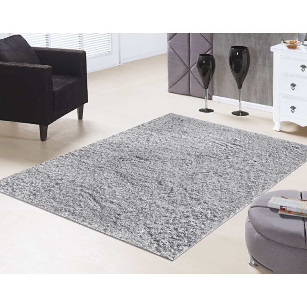 Tapete Sala Quarto Antiderrapante Macio Apolo Felpudo Pelo Baixo 1,50 x 2,00 Prata Cinza Claro