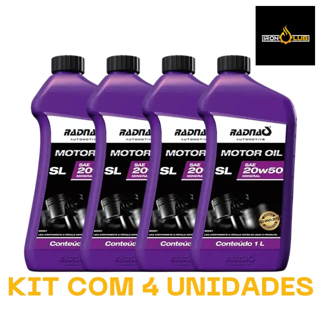 KIT 4 LITROS ÓLEO MOTOR OIL RADNAQ 20W50 MINERAL