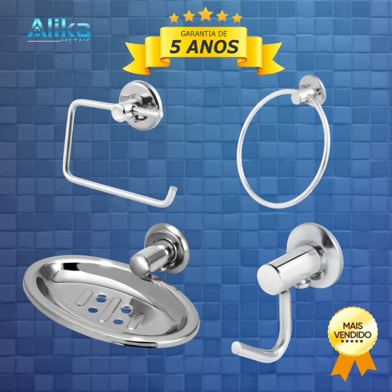 kit junior 4 peças acessórios para banheiro completo