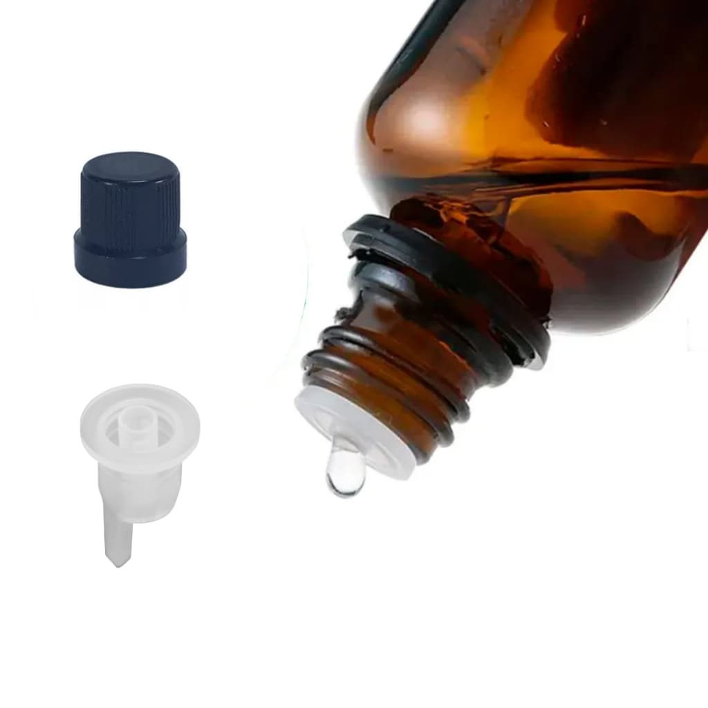50 Frascos Gotejador  Vidro Âmbar E Tampa Com Lacre 30ml