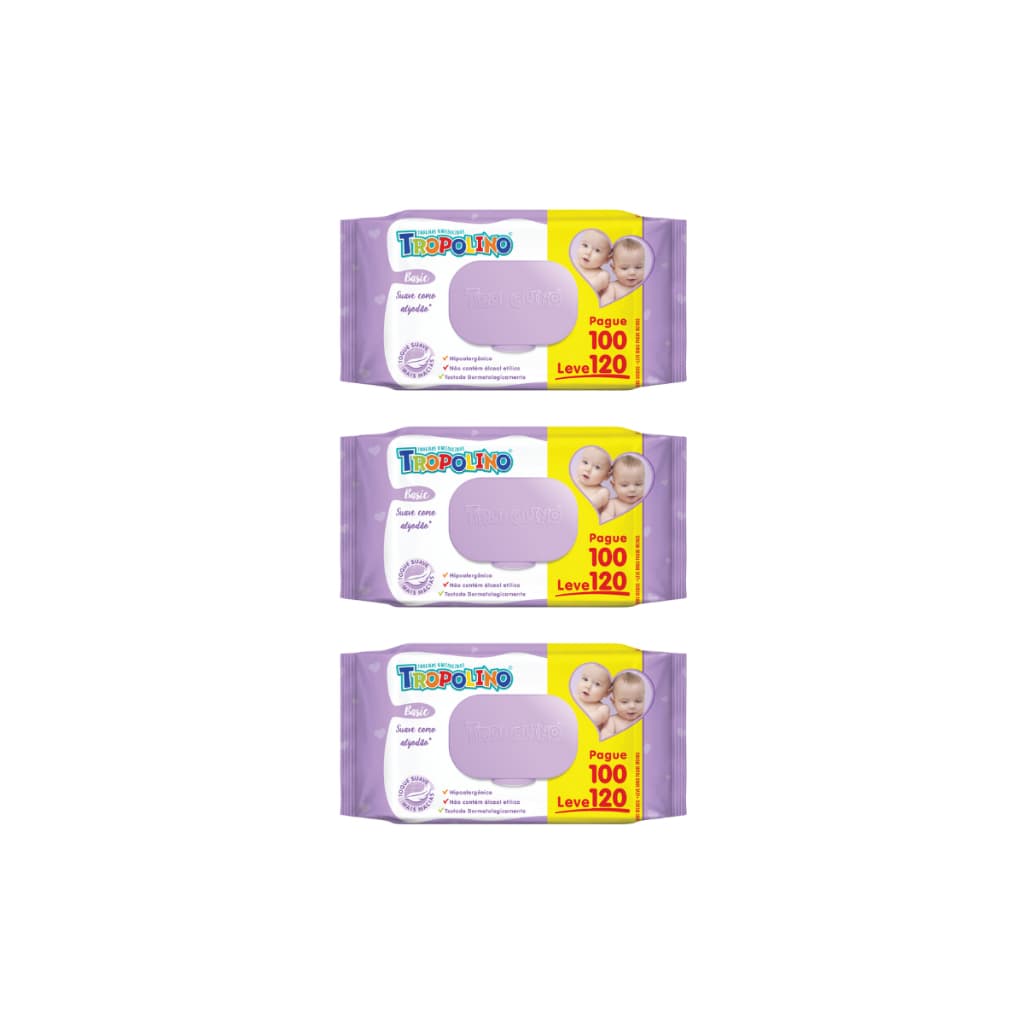 Toalha Umedecida Tropolino 360 Folhas (3undX120fls)