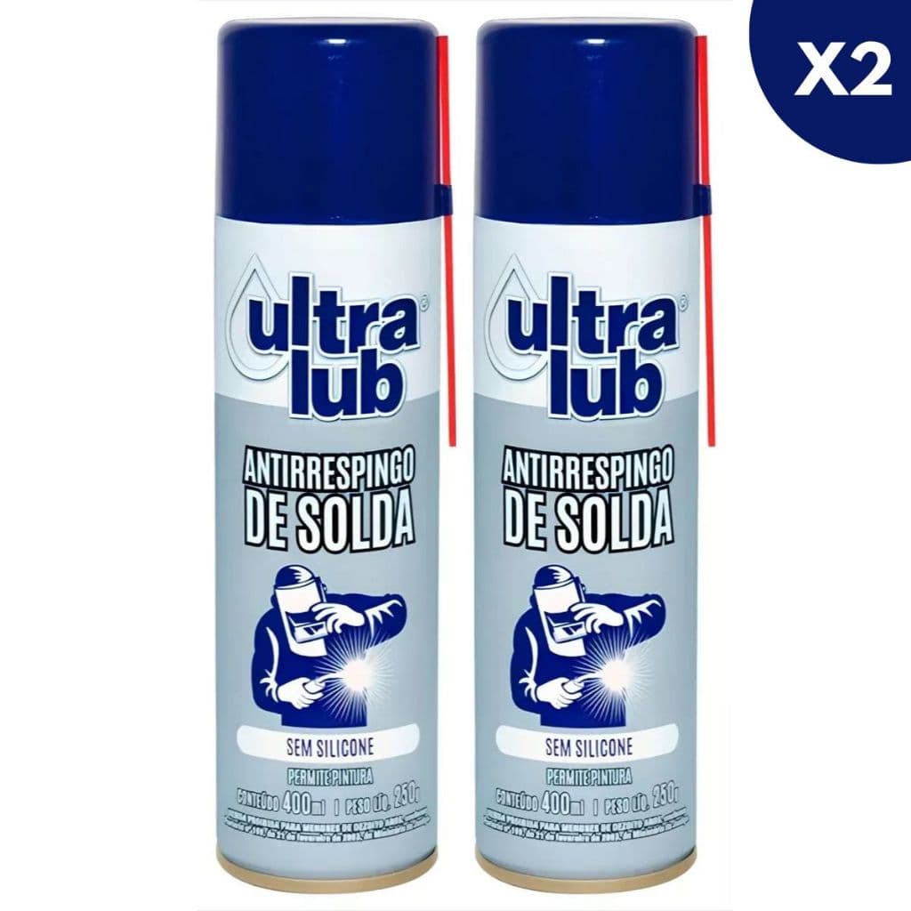 Kit 2 Antirrespingo de Solda Spray sem Silicone 400ml Ultra Lub