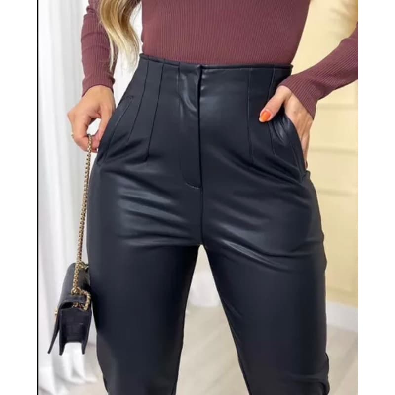 Calça Courino Feminino De Alta Qualidade