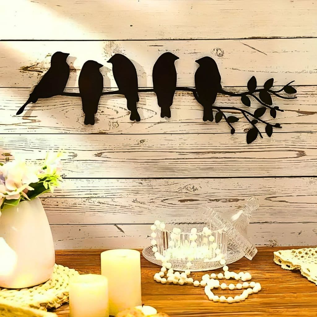 Decoração Elegante em Parede de Pássaros em Galhos Arte para Cozinha Casa Sala Área Externa/Interna