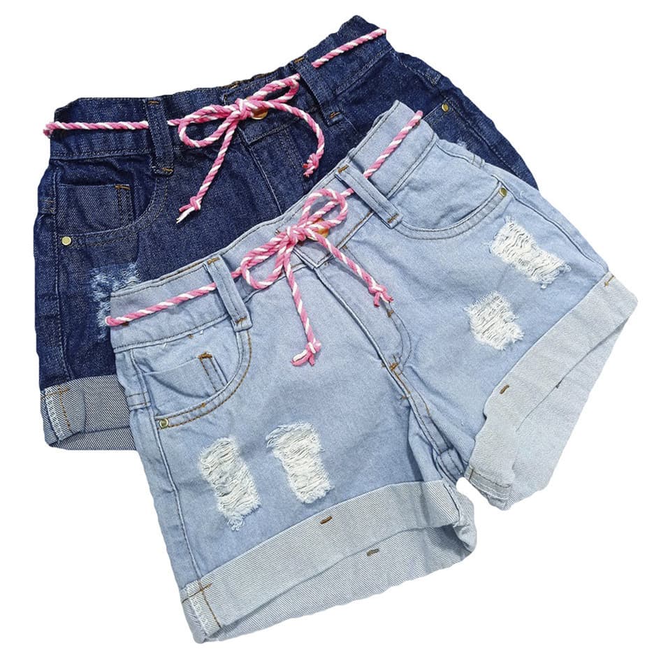Kit 2 Shorts Jeans Feminino Infantil 2 a 16 Anos Promoção