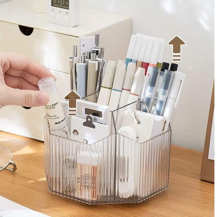 Organizador Portátil 360º De Mesa  Maquiagem Porta-escova/ Escritorio Transparente Multiuso