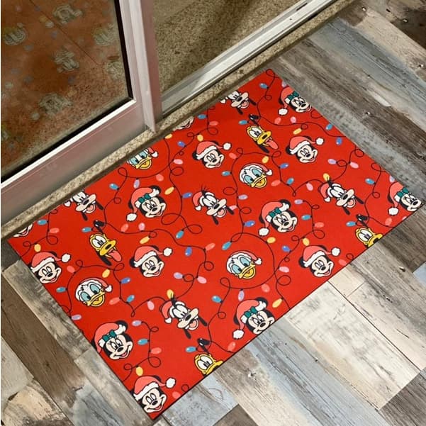 Tapete capacho para porta de entrada - Natal turma do mickey mouse