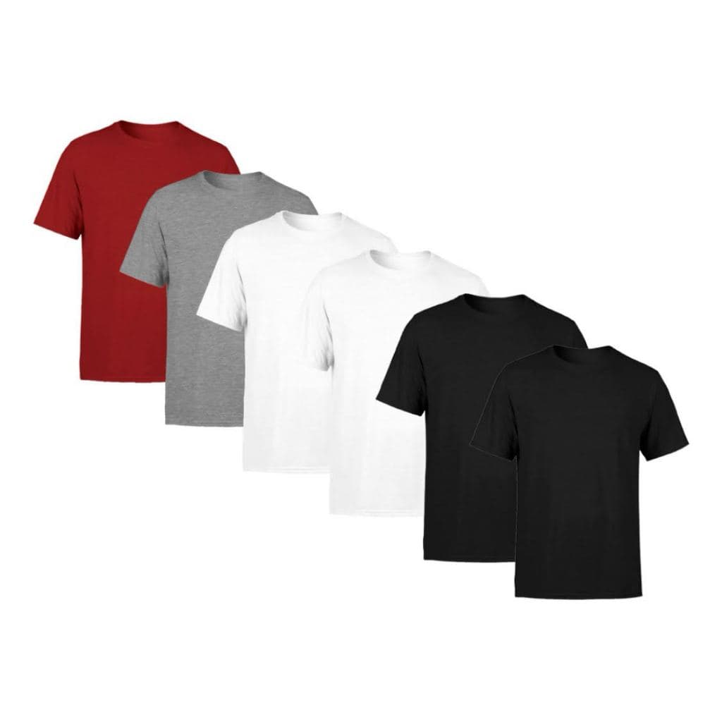Kit 6 Camisetas Básicas Masculina Lisa100% Algodão Com Reforço Ombro a Ombro