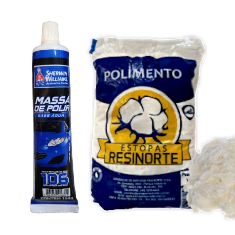 Massa De Polir N2 Bisnaga Base Água 150g Lazzuril Com estopa de Polimento 150gr