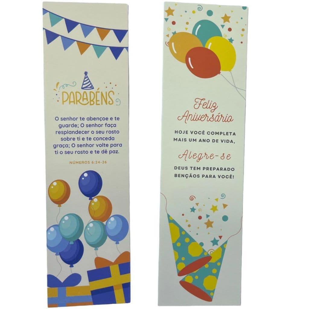 Marca páginas Feliz aniversário- cartão para aniversário - pacote com 50 unidades