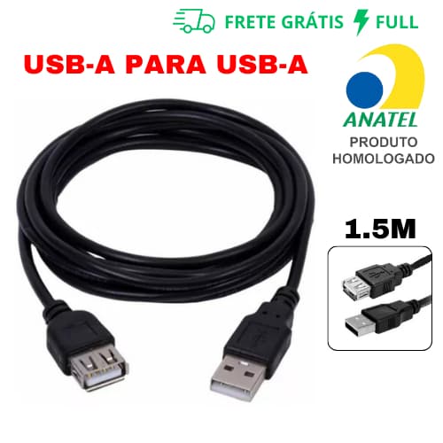 CABO EXTENSOR USB 2.0 USB-A MACHO PARA USB-A FEMEA 1,5 METROS