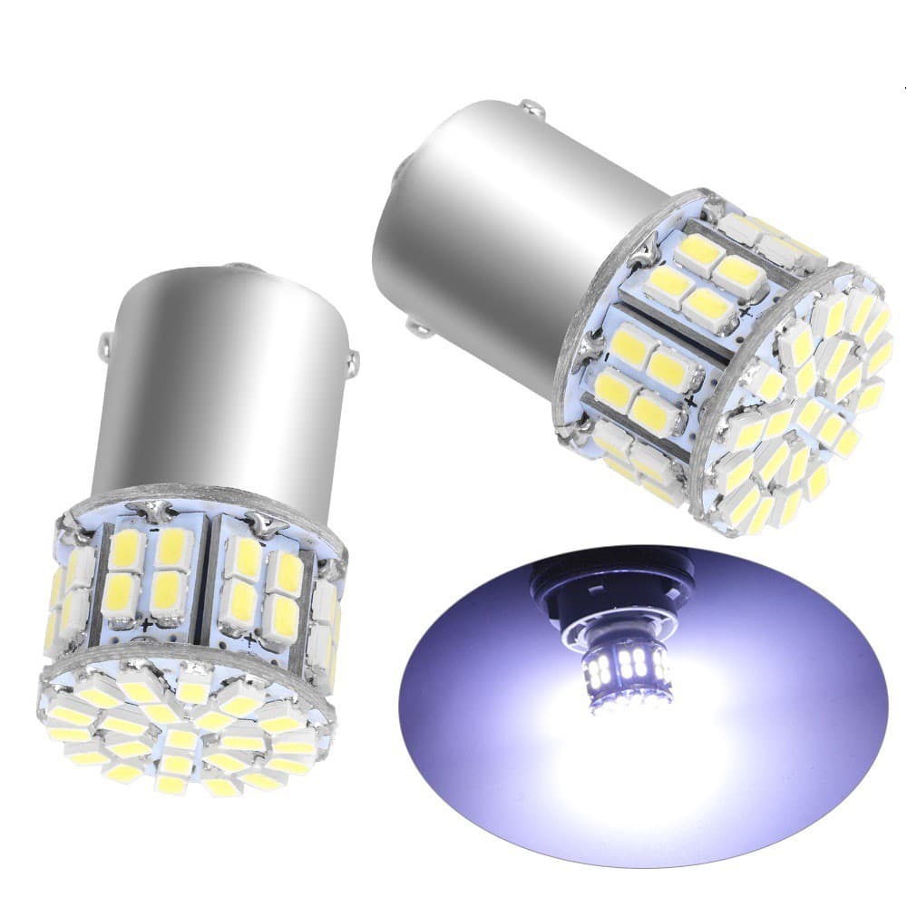 Lâmpada automotiva 1 ou 2 polo 50 leds BRANCO super potente 12v lampada de led ré freio pisca