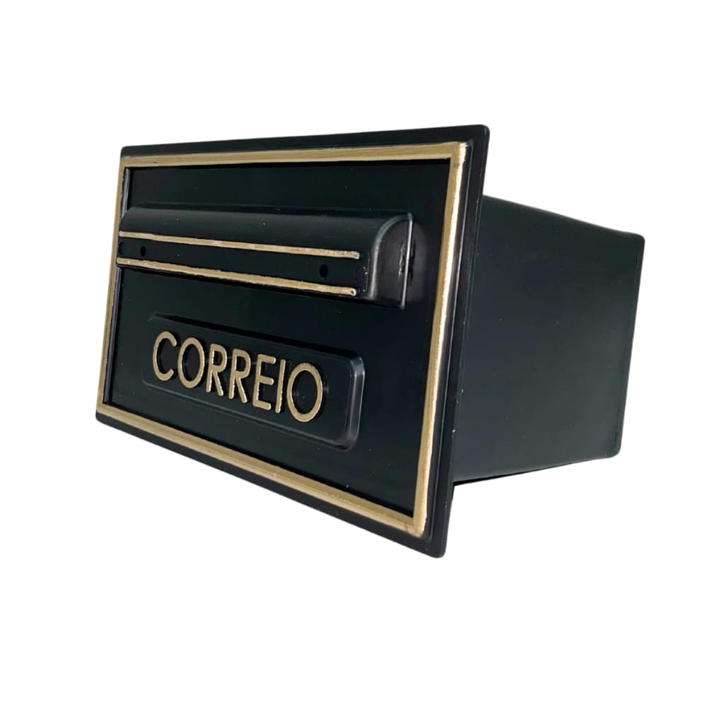 Caixa de Correio modelo Moderna 5 Plástico Preto e Dourada - Ficone Reis