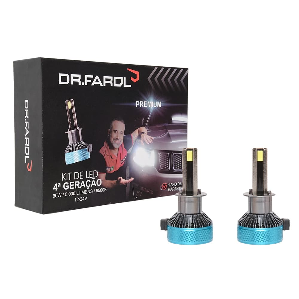 Kit Led Original Dr Farol 4ª Geração 5000 Lúmens 6500k H15, H11, Hb3 Hb4, H16B, H27