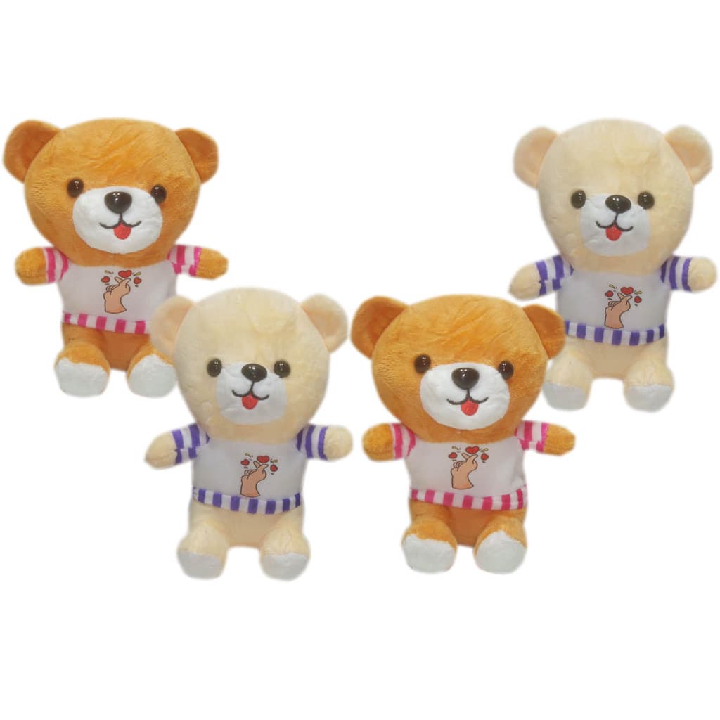 Kit 4 Urso Ursinho De Pelucia Cesta Roupinha Coração Namorados Decoração Lembrancinha Pequeno 19cm
