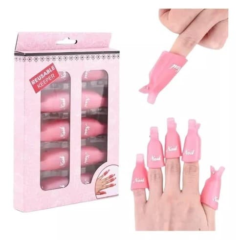 Kit 10 Dedeira Para Unhas Remoção De Gel Acrigel Fibra Clip-XG 90