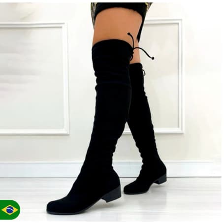 Bota Montaria Over The Knee em Camurça Acima Do Joelho Rodeio Country