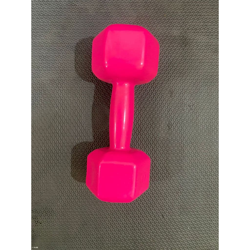 Halter Sextavado Emborrachado Peso Academia Funcional 7Kg Rosa
