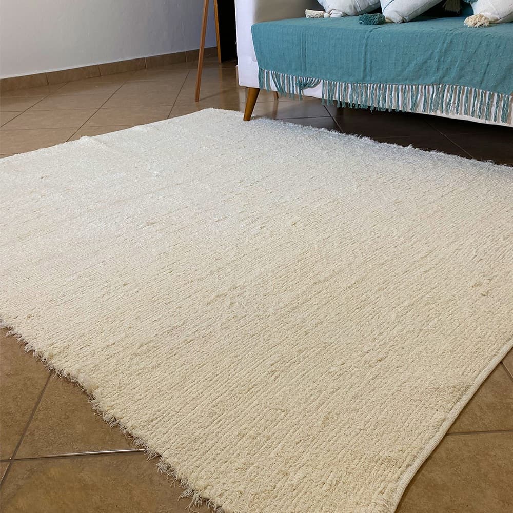Tapete Berlim 200x300 Bege Liso Sala Macio Algodão Grande Boho