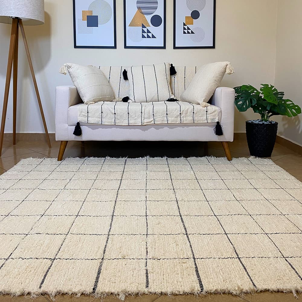 Tapete Vanilla 200x250 Bege Sala Tear Algodão Peludo Grande