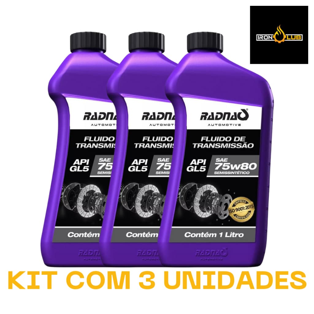 KIT 3 LITROS FLUIDO DE TRANSMISSÃO RADNAQ 75W80