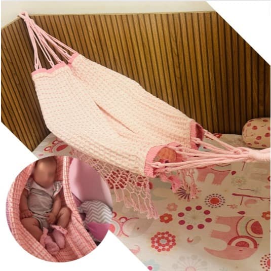 Mini Rede Baby Bebê / Pet Para Berço Confort Algodão Trabalhada