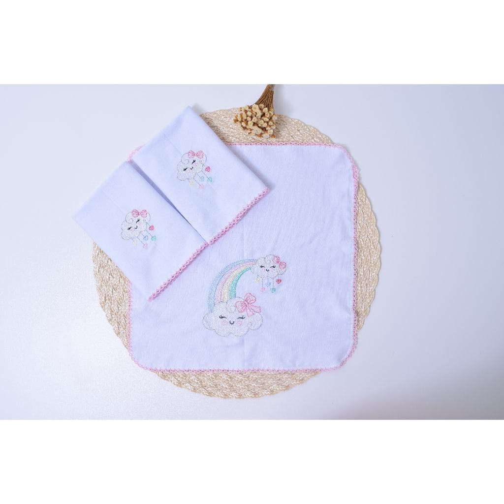 kit fraldinha de boca chuva de amor ,em malha dupla 100% algodão detalhe nas bordas em picueta
