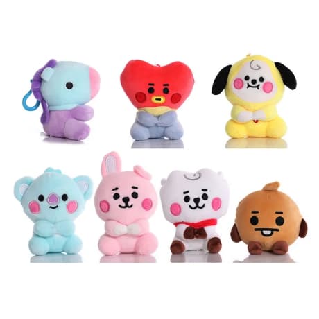 Novidade - 7 Chaveiros de Pelúcia BTS Colecionáveis Originais  - Jung-kook, V, Jimin, Suga, Jin, J-Hope, RM KPOP Q-Posket BT21 Coreano Coréia Crianças Presente Mães Pais Família Namorado Namorada Presente Natal Ursinho Filho Filha Menino Menina pelucia