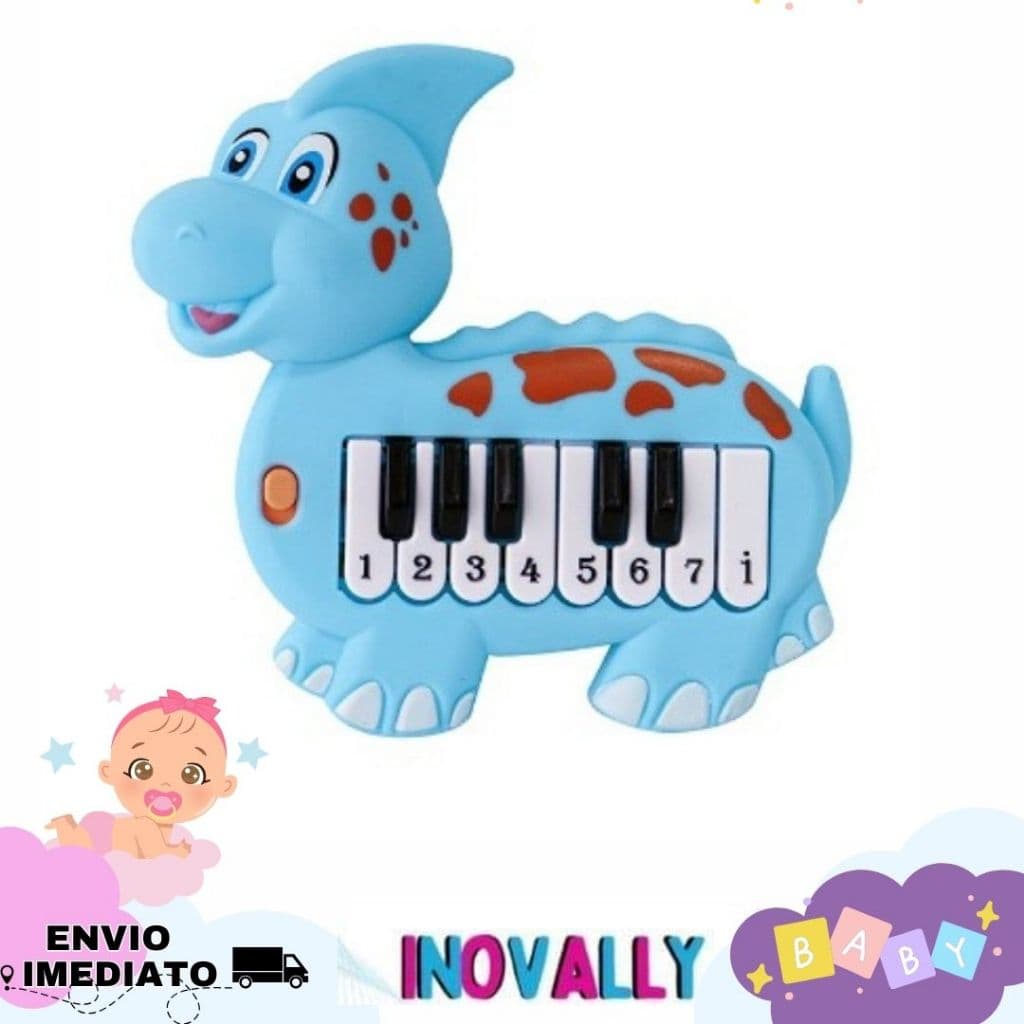 Teclado Baby Dinossauro Brinquedo Som Musica Diversão Cores Aleatórias