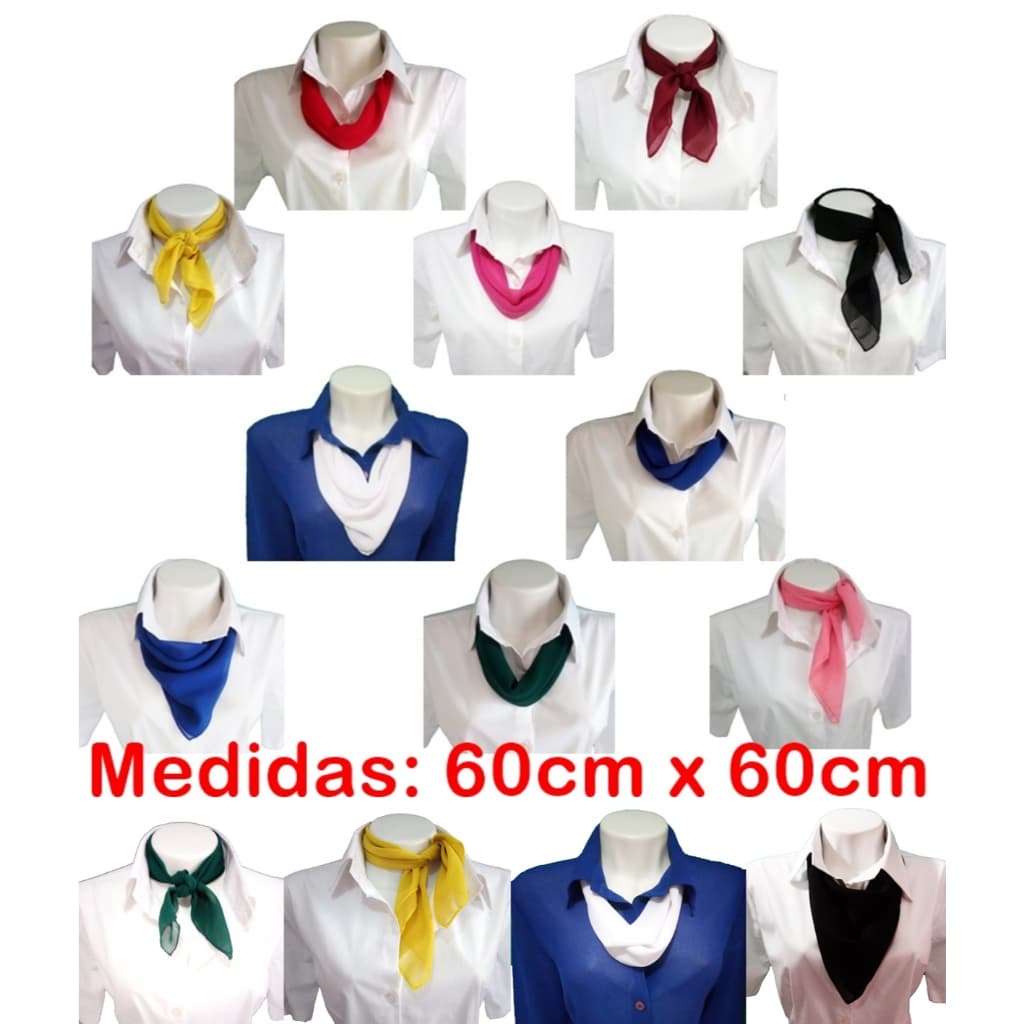 Kit 38 Lenços de Pescoço 60cm x 60cm em Tecido 100% Poliéster, Várias Cores.