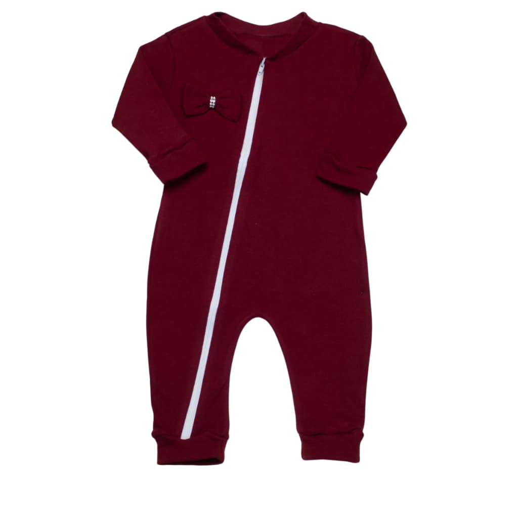 Macacão de bebê com ziper 100% algodão com Detalhe Lacinho Roupas de Bebê menina