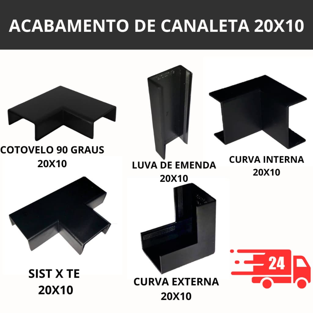 Acabamento de Canaleta PRETO 20x10