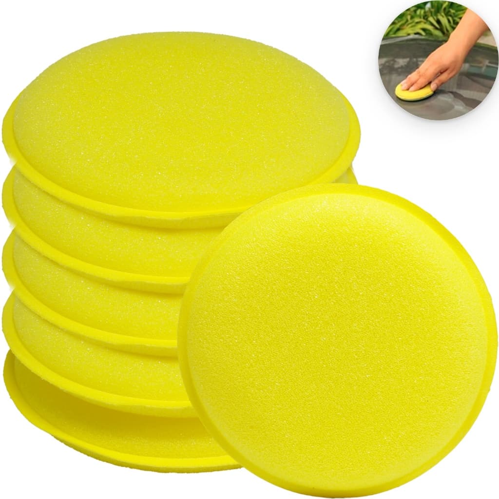 Kit Espuma Aplicadora De Cera Automotiva Para Carro Espuma Esponja Cera Couro Silicone Pretinho