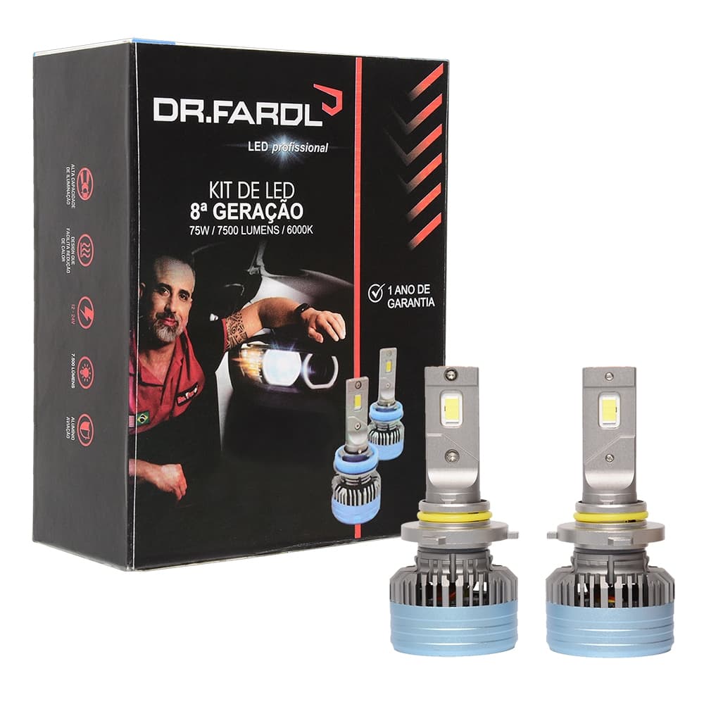 Kit Led Original Dr Farol 8ª Geração 15000 Lúmens 6000k H1, H3, H4, H7, H11