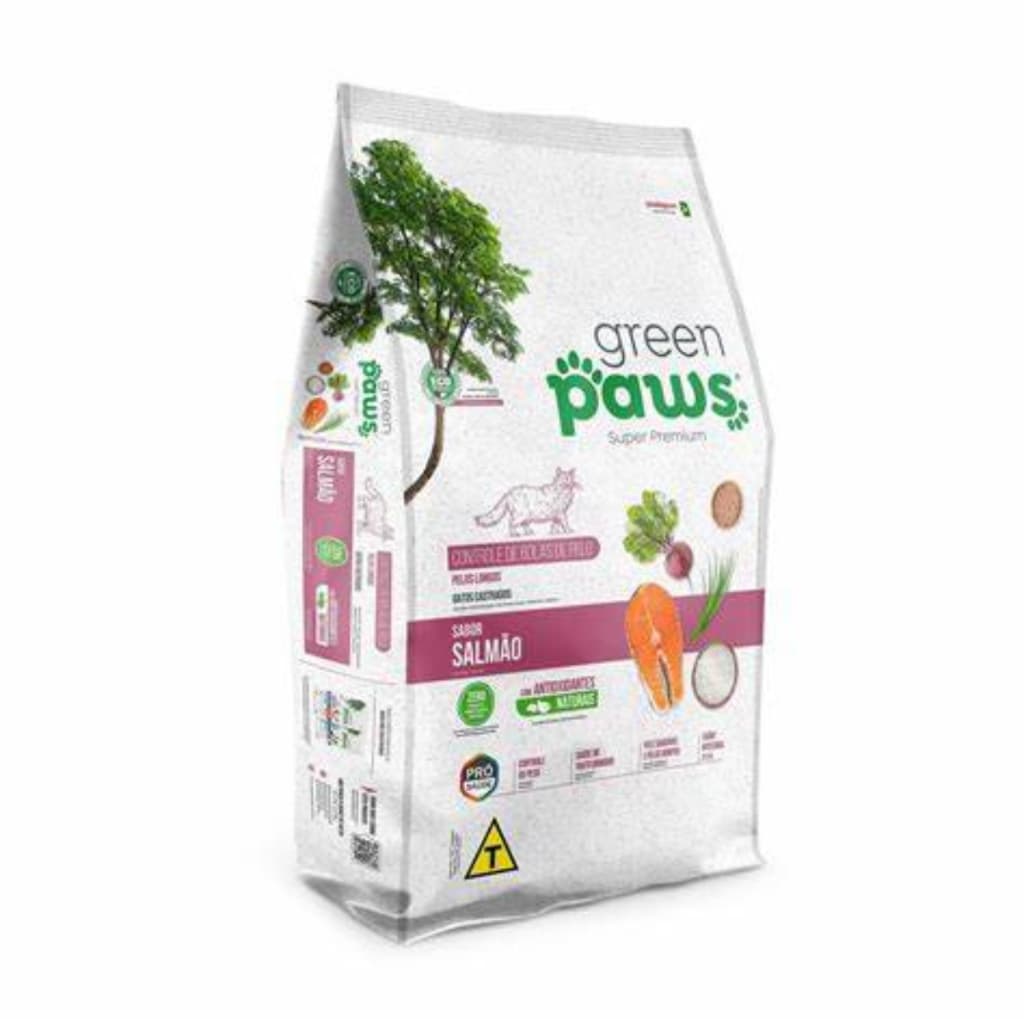 Ração Green Paws Super Premium  - Gatos Castrados - Controle de Bolas de Pelos - Sabor Salmão 1,5kg