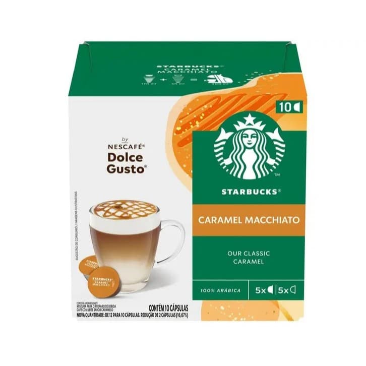 Cápsula Nescafé Dolce Gusto Caramel Macchiato Starbucks Café com Leite 10 Cápsulas