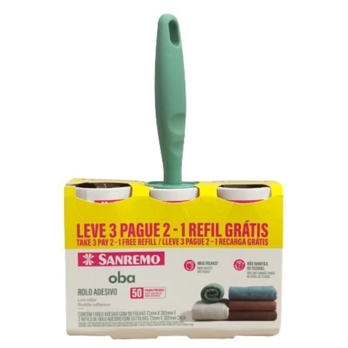 Kit Rolo Adesivo Tira Pelos Pet Cachorro/Gatos Com 2 Refis
