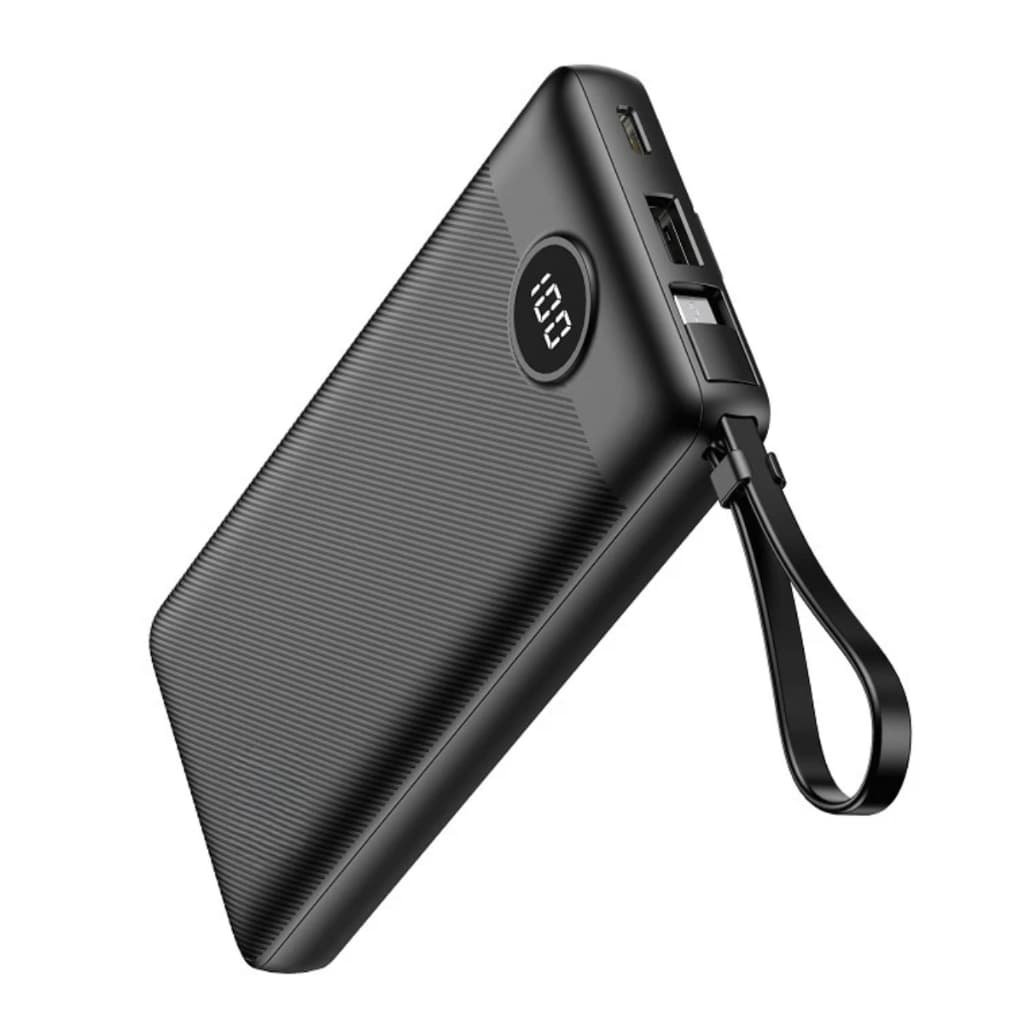 Carregador Portátil Celular Power Bank 20000mah 2 Porta USB Com Cabos Integrados