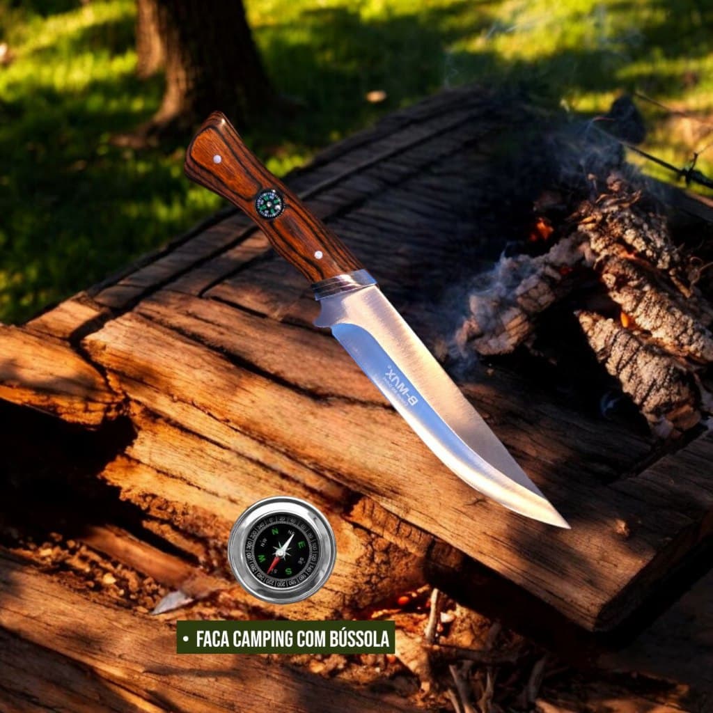 FACA PARA PESCA CHURRASCO BM-DJ046 ACOMPANHA BAINHA FACA LUXO PREMIUM LAMINA AFIADA FACA ACAMPAMENTO