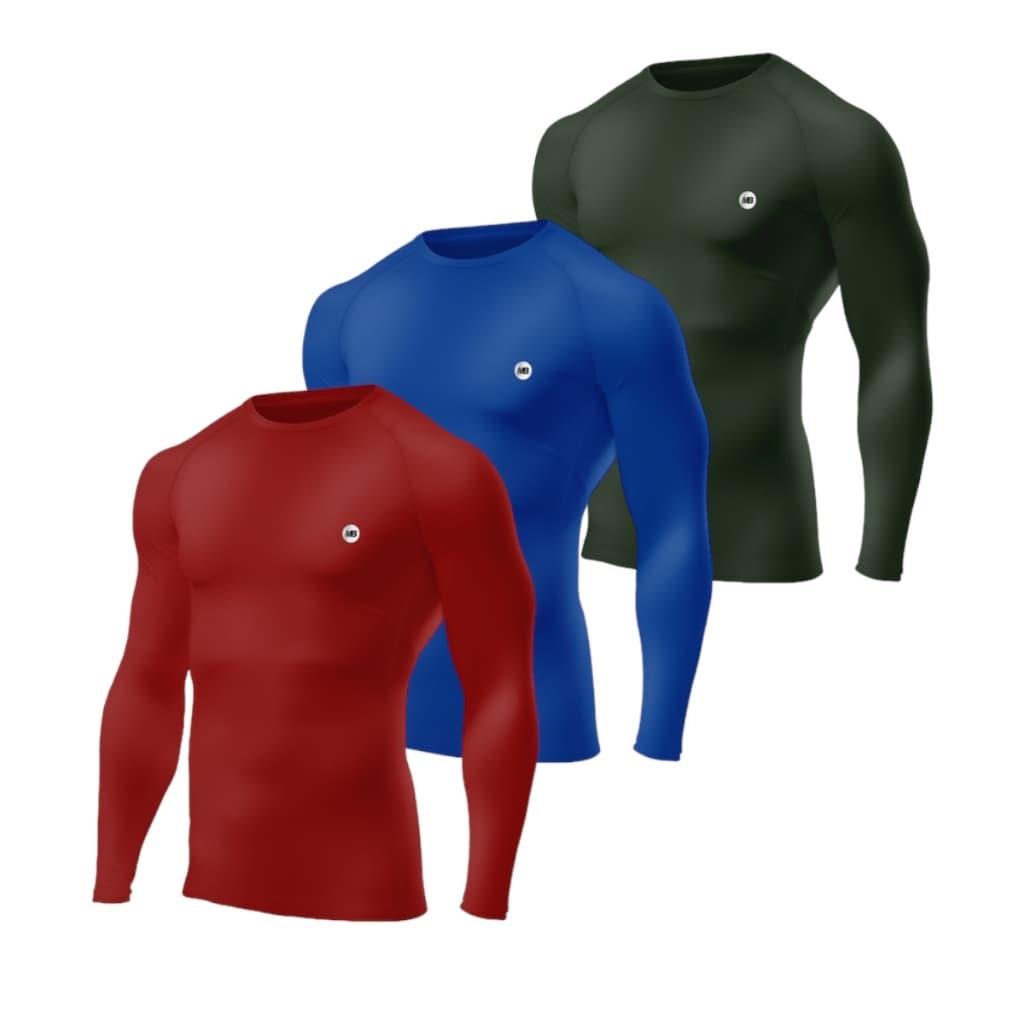Kit 3 Camisetas Térmicas Proteção Uv 50 Segunda Pele Malha Gelada Camisas camisa uv