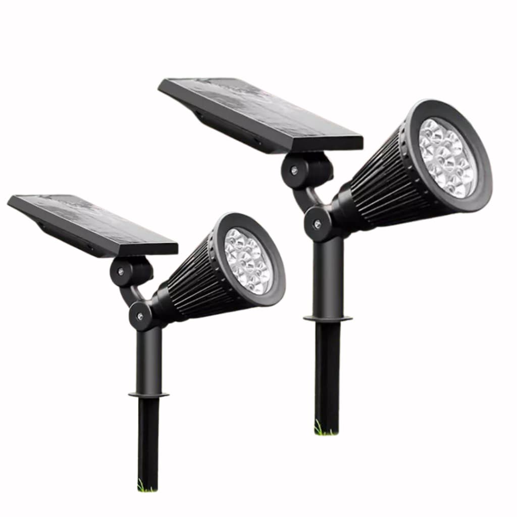 Kit 2 Luminárias Luz Led Solar Espeto De Jardim