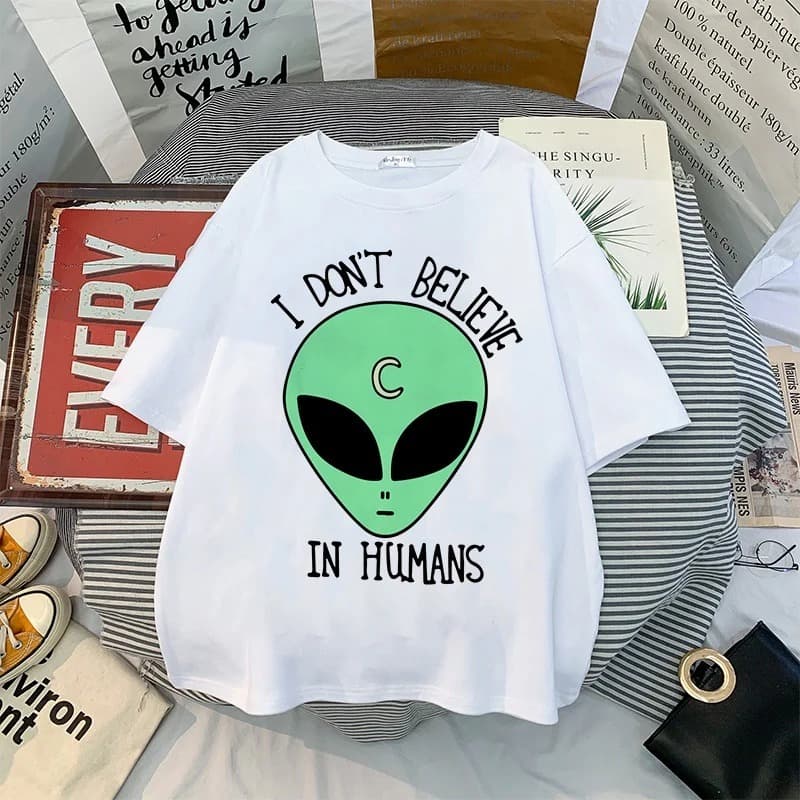 Camisa Camiseta Básica I Don't Believe in Humans Exclusiva Varias Cores 2024 Tendência Moda 2024 Lançamento