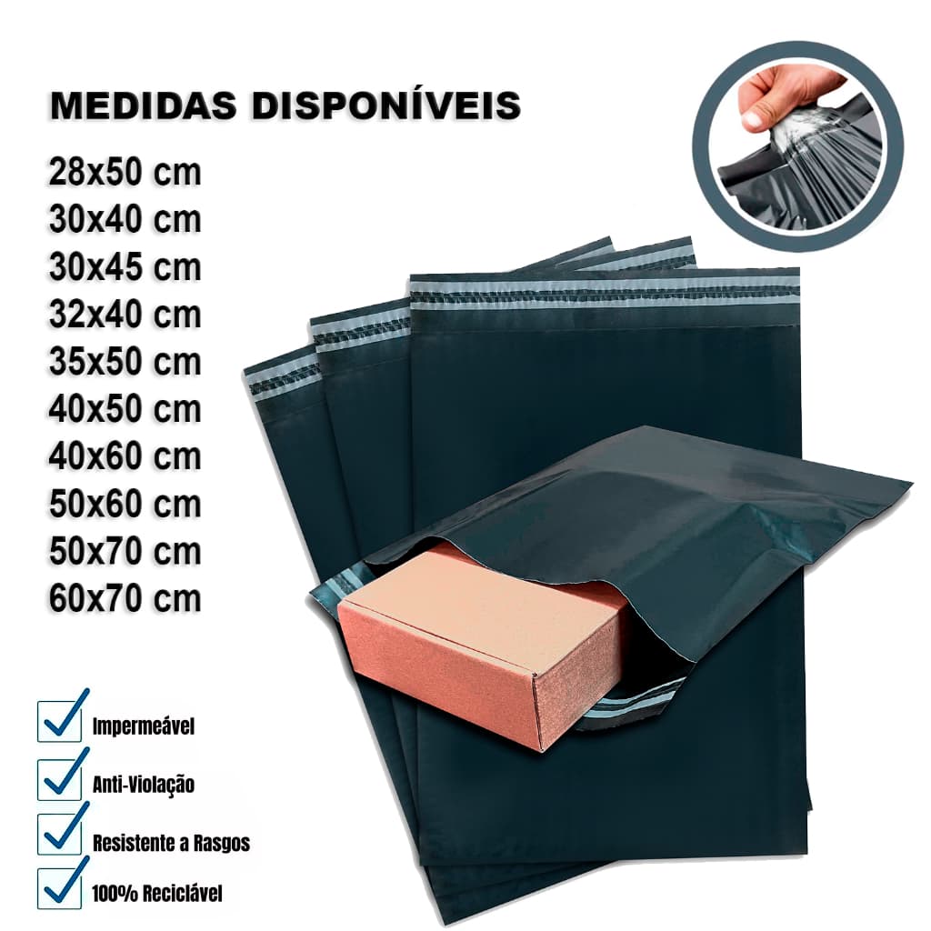 Envelope Segurança Saco Plástico Correio Sedex Lacre E-commerce Auto Colante Resistente