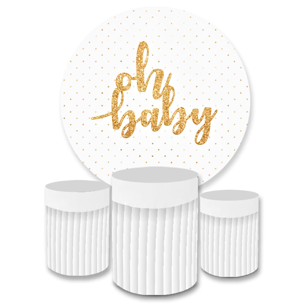 Kit Festa Capa Painel Redondo + Trio Capas de Cilindro Sublimados Tema Oh Baby Decoração