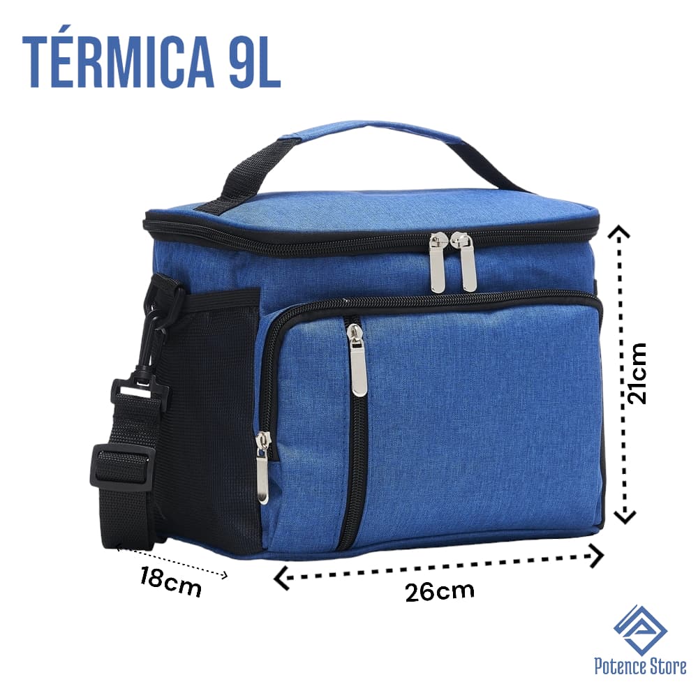 Bolsa Térmica 9 litros Fitness Impermeável Lancheira Marmiteira Preta Pink Dieta Termica