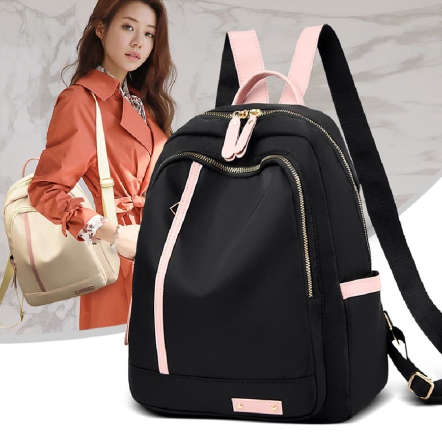 Mochila de nylon casual Feminina / à prova d'água / mochila escolar com o acessório da flor