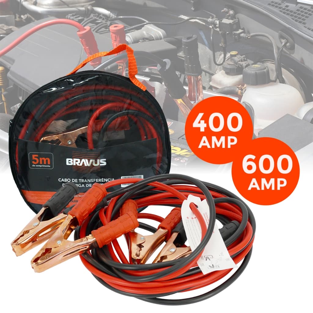 Cabo de Chupeta Carro 5 Metros 400a 600a Caminhão Transferência de Carga Bateria Com Bolsa