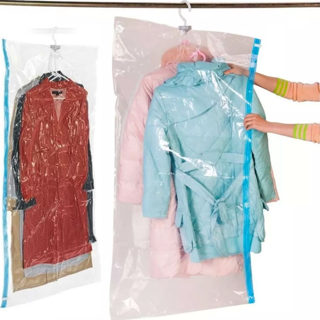 Saco A Vácuo Tipo Cabide Organizador Guarda Roupas Hermético Grande 110x67cm